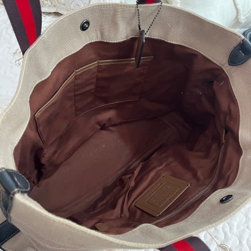 Coach Tan Duffel Bag with Red Accents - Picture 3 of 9